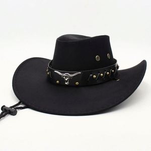 Chapeau de cowboy rétro unisexe style occidental européen et américain, nouveau logo tête de taureau, ceinture en tissu ethnique pour les voyages en extérieur - Product Image 3