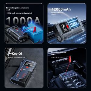 מדחס אוויר מתנפח צמיגים נטענים לרכב משאבה חשמלית מסך פלאש LED עם סט זרבובית ספק כוח הפעלה חירום - Product Image 5