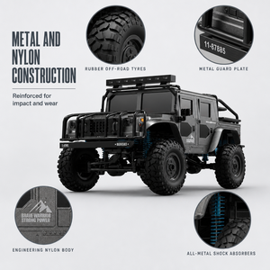 MILI 1:12 Camion RC tout-terrain 4x4 entièrement proportionnel 2.4G avec châssis tout métal, étanche IPX4 et éclairage LED, véhicule d'escalade - Product Image 5