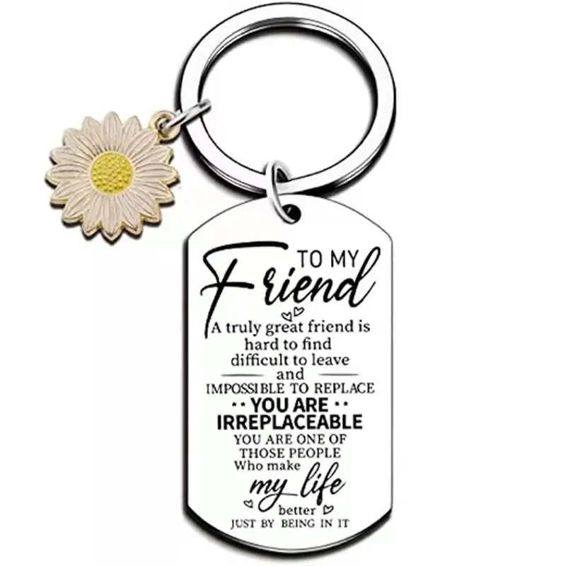 best friend Army brand stainless steel keychain sunflower pendant gift to friends key ring