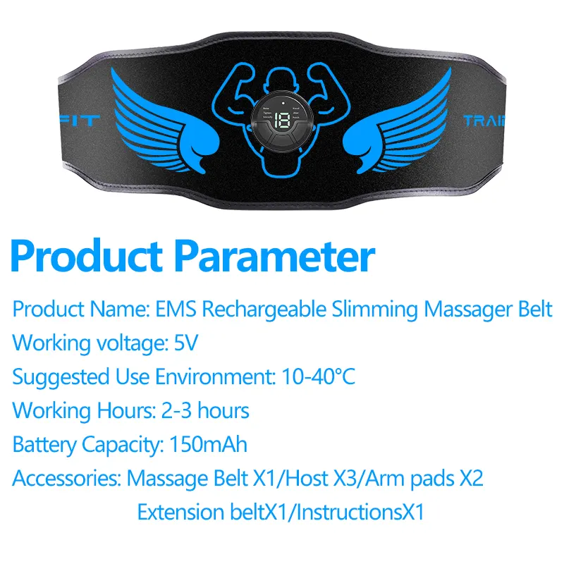 新しい腕の背中の首の痛みを和らげる腹筋トレーナー筋肉トナーデバイス腹部マッサージベルトemsワイヤレス腹筋刺激装置