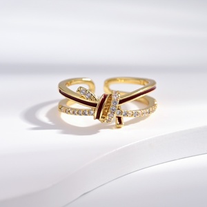 custom plata 925 <b>sterling</b> <b>Silver</b> With Crystal Pave Setting <b>ring</b> Geometric zircon knot 18k Gold Plated <b>adjustable</b> finger <b>rings</b> - Product Image 4
