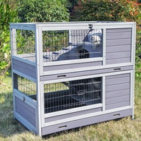 Grande cage à lapins roulante avec plateau amovible et roues, enclos à lapins d'extérieur