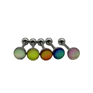 Piercing de langue en acier inoxydable |   Accessoires de piercing corporel à filetage externe couleur arc-en-ciel en gros - Product Image 4