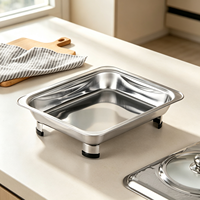 Réchaud de buffet rectangulaire en acier inoxydable professionnel avec couvercle pour hôtels, restaurants et traiteurs