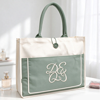 Sac fourre-tout en toile personnalisé à blocs de couleur pour femme, broderie monogramme, cadeau pour demoiselle d'honneur, sac de shopping personnalisé pour mariage