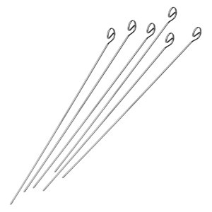 Set di 6 spiedini in acciaio inox con manico in legno forchette per Barbecue piatte lunghe 35 cm per campeggio all'aperto sicuro e durevole - Product Image 1