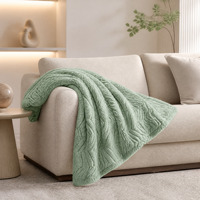 Couverture en polaire sherpa jacquard de luxe, double face, épaisse, chaude, vert sauge, réversible, douce et moelleuse, pour canapé, lit, maison, voyage
