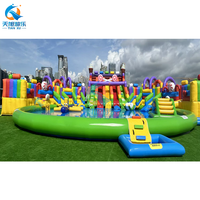 Tobogán Acuático Inflable Comercial Popular de Doble Carril para Exteriores con Gran Piscina de Chapoteo, PVC de Alta Capacidad para Adultos
