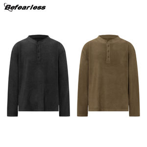 Camiseta de manga larga de lana lavada Vintage de alta calidad, venta al por mayor, marca de moda personalizada, camiseta informal de peso pesado de 330gsm para hombres - Product Image 3