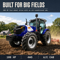 Tracteur 180 CV prêt à l'emploi avec cabine climatisée, attelage trois points hydraulique, pompe et boîte de vitesses pour unités agricoles commerciales