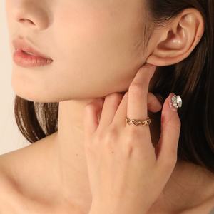 Anillo de Dedo de Acero Inoxidable con Forma de Corazón y Estrella, Joyería Chapada en Oro, Diseño de Cuerda Trenzada Hueca, Anillos Ajustables Resistentes al Agua para Regalos - Product Image 3