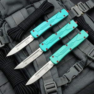 Couteau <span class=keywords><strong>de</strong></span> poche tactique <span class=keywords><strong>de</strong></span> survie mini à double action avec manche en acier inoxydable et aluminium UTX-70, vente en gros pour petites commandes - Product Image 1
