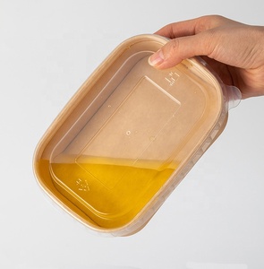 Phân hủy sinh học sinh thái thân thiện dùng một lần hình chữ nhật vuông kraft giấy Bát salad lấy đi thực phẩm <span class=keywords><strong>Container</strong></span> hình chữ nhật giấy bát - Product Image 3