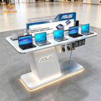 Mostrador para Exhibición de Teléfonos Móviles para Tienda, Mesa Brillante para Exhibición de Computadoras Portátiles con Luz LED para Tienda de Electrónica