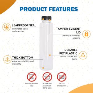 Hot Selling Disposable Food Grade PET <b>Plastic</b> Square Beverage Bottle 100ml-500ml Tamper Proof Screw <b>Cap</b> Screen Printed Custom - Product Image 4