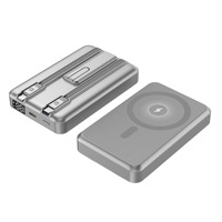 Chargeur sans fil transfrontalier trois-en-un, ultra-fin, magnétique, avec câble intégré, charge rapide, batterie externe portable en alliage