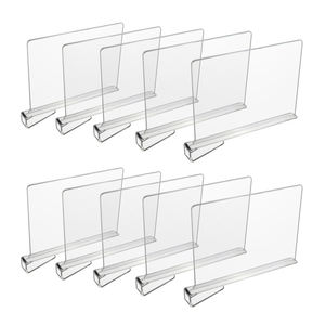 10 pièces Transparent acrylique étagère porte-brochure séparateur en plastique armoire diviseurs cintres pour placard supermarché fournitures - Product Image 3