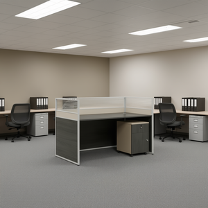 Scrivania da Ufficio a L 120x140x110cm Grigia Design Moderno con Armadietto Contenitore per Ufficio - Product Image 2