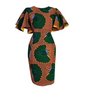 2023 fashion african kitenge designs ankara fabric dresses wax print dress for women