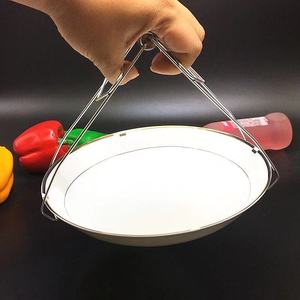 Stainless Steel Plate And Bowl <b>Tongs</b> Kitchen Utensil For <b>Serving</b> Dishware With Gold Trim Design - Product Image 2