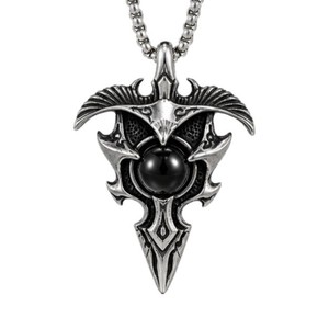 Collier pendentif aigle Yunnique pour homme, en argent tibétain, design géométrique, serti clos, chaîne de pull, cadeau - Product Image 5