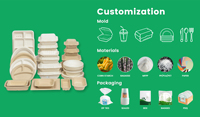 Boîte à lunch biodégradable Trendz en bagasse de canne à sucre, emballage pour tacos, récipient alimentaire jetable, porte-tacos à 3 compartiments avec couvercle