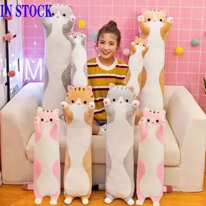 EN STOCK populaire doux Long chat animaux en peluche en peluche poupée oreiller dessin animé kawaii dormir étreindre Long chat en peluche jouet