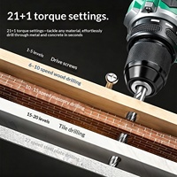 Perceuse à percussion sans fil 16V/21V sans balais, 2 vitesses, avec batterie