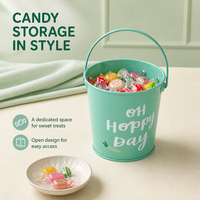 Seau à popcorn personnalisé de qualité alimentaire avec poignée, seau en métal de style récipient à collation, petit seau en métal imprimé sur mesure