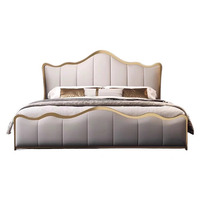 Cama King-size Moderna de Cuero Suave con Estructura de Madera Dorada, Tapicería Acolchada Personalizable, Duradera y Comercial, para Apartamentos y Hoteles Love Zone