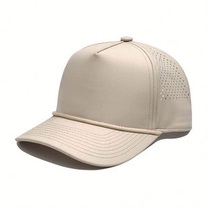 Quick Dry Baseball Laser Cut Mesh Ball Curved Brim Snapback Rope Cap 5 Panel Retro Flat Bill Upf 50+ Water Repellent <b>Hat</b> - Product Image 2