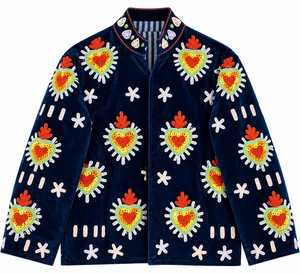 Premium Handmade Embroidered <b>Velvet</b> Bomber <b>Jacket</b> <b>Women</b> Colorful Long Sleeve V-neck Quick Dry Breathable Cotton Lining Winter - Product Image 4