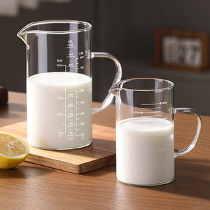 Taza Medidora Moderna Ecológica de Vidrio Borosilicato Transparente Resistente a Altas Temperaturas con Tapa y Asa 1000ML/500ML/350ML - Product Image 4