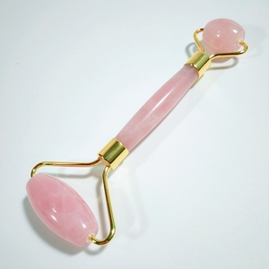 Rouleau de massage facial en quartz rose véritable naturel, anti-âge, pour le cou, amincissant, beauté, rouleau facial - Product Image 3