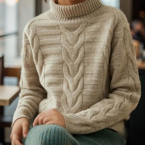 Autumn Winter Women's <strong>Sweater</strong> Cable Knit Turtleneck Pullover Drop Shoulder Ribbed Chunky Soft Cozy Warm Casual Knitwear - Product Image 1