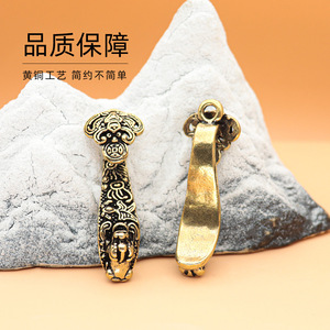 Laiton brave jade ruyi <span class=keywords><strong>bouche</strong></span> morsure lingot dieu bête fortune voiture clé pendentif cadeau décrochage approvisionnement - Product Image 3