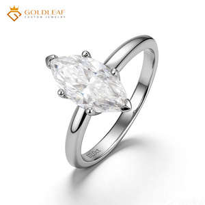 Goldleaf Wholesale 925 Sterling <b>Silver</b> 2ct Marquise Cut Moissanite Women's Engagement Wedding <b>Ring</b> Prong Setting <b>Silver</b> Plated - Product Image 1