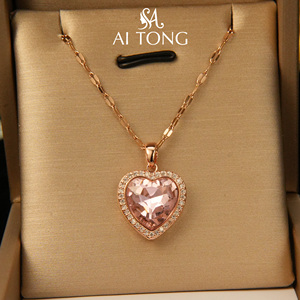 14K oro placcato amore a forma di cuore in acciaio inossidabile multicolore colorato zircone romantiche Link collane di gioielli <span class=keywords><strong>per</strong></span> <span class=keywords><strong>san</strong></span> <span class=keywords><strong>valentino</strong></span> - Product Image 5