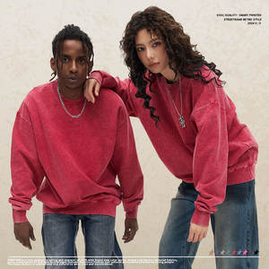 450g <span class=keywords><strong>felpe</strong></span> con Logo personalizzato in cotone 100% pesante con Logo lavato a girocollo <span class=keywords><strong>felpe</strong></span> da <span class=keywords><strong>uomo</strong></span> con marchio Vintage OEM - Product Image 4