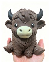 Jouet sensoriel anti-stress en TPR en forme de vache des Highlands géante de 15 cm (5,91 po) à remontée lente