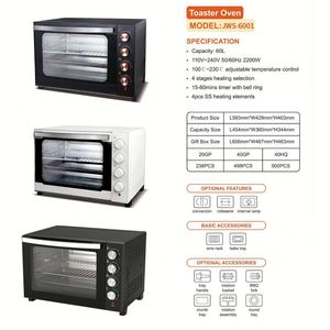 Four à pain professionnel multifonctionnel de grande capacité 60L, four électrique de comptoir pour la cuisson commerciale avec contrôle de la température - Product Image 4