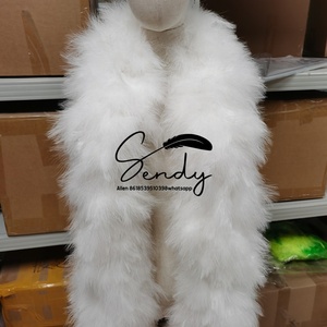 Boa en plumes de marabout blanc épaisses et volumineuses en gros, boa en plumes de marabout de dinde pour accessoires de fête, spectacle, scène, festival, performance - Product Image 5