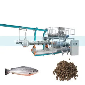 Pelet Ukuran 1-12Mm Kapasitas Besar Hewan Peliharaan Burung Babi Makanan Twin Screw Extruder Ikan Pakan Pelet Membuat Mesin