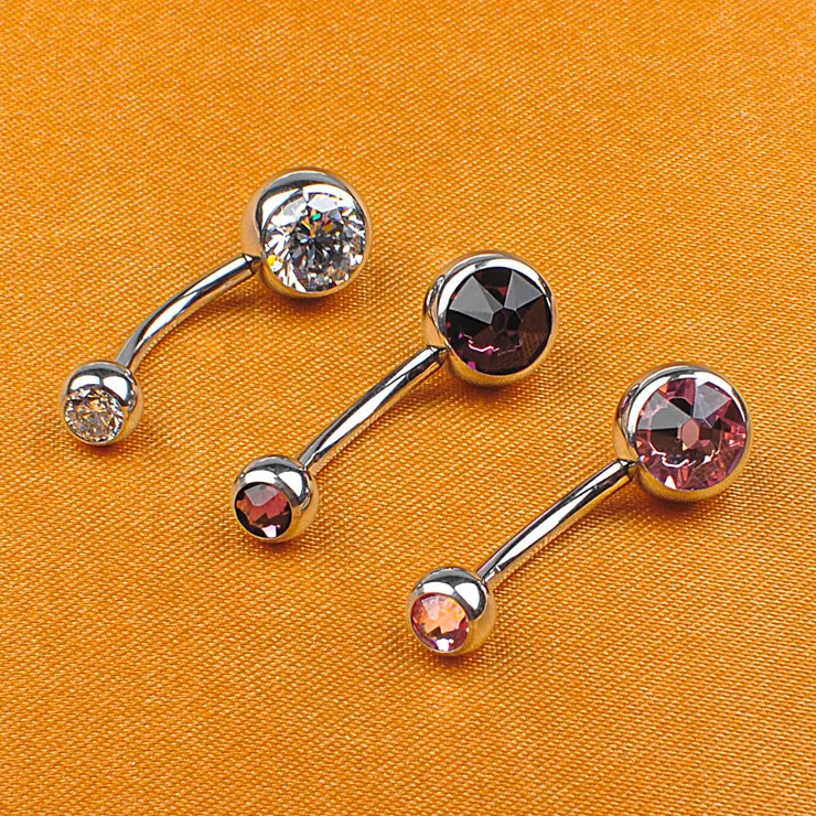 Piercing para el ombligo, joyería de alta calidad, color blanco, rosa, Morado, circonita, ASTM F136, titanio, Piercing para el cuerpo