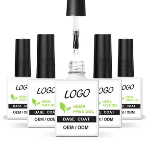 Logo personalizzato all'ingrosso smalto per unghie inodore naturale trasparente Soak Off Hema Free Base Coat Gel Uv Led per unghie