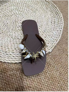 Sandalias Planas de Playa con Pedrería y Diseño de Conchas, Estilo Verano 2026, para Mujer, Modernas y Casuales - Product Image 4