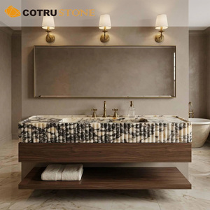 <span class=keywords><strong>Vasque</strong></span> flottante en marbre Calacatta Viola, murale, cannelée, sculptée à la main, pour salle de bain de villa ou maison - Product Image 2