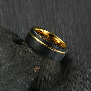 Vintage Double Color Black 18k <strong>Gold</strong> Plated Tungsten Carbide Inlay Trendy <strong>Toe</strong> <strong>Ring</strong> Bulk Men's Chunky Engagement <strong>Rings</strong> for Couples - Product Image 4