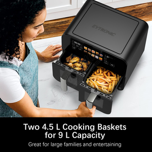 Friteuse à air double panier 5L+5L, technologie double zone, appareils de cuisine intelligents, vente chaude, friteuse à air numérique double, friteuse à air profond double - Product Image 2